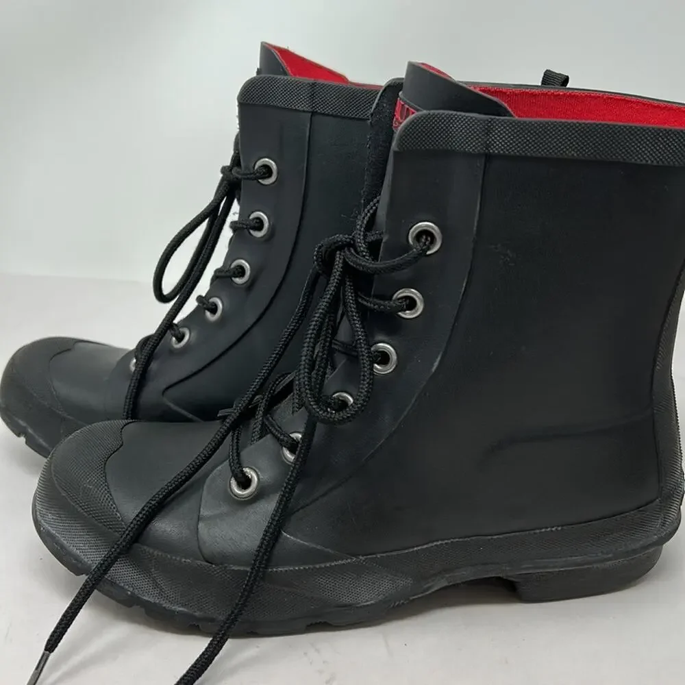 Lauren Ralph Lauren Mikenna Women's Black Rubber Lace Up Ankle Boots Size 6